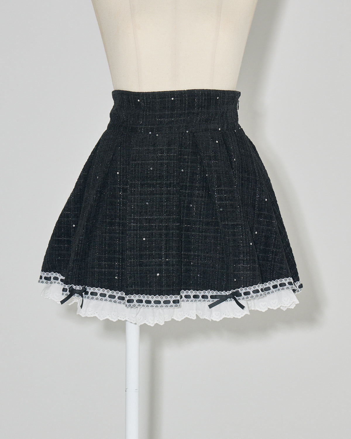 コットンフリルタックフレアツイードスカート – pium