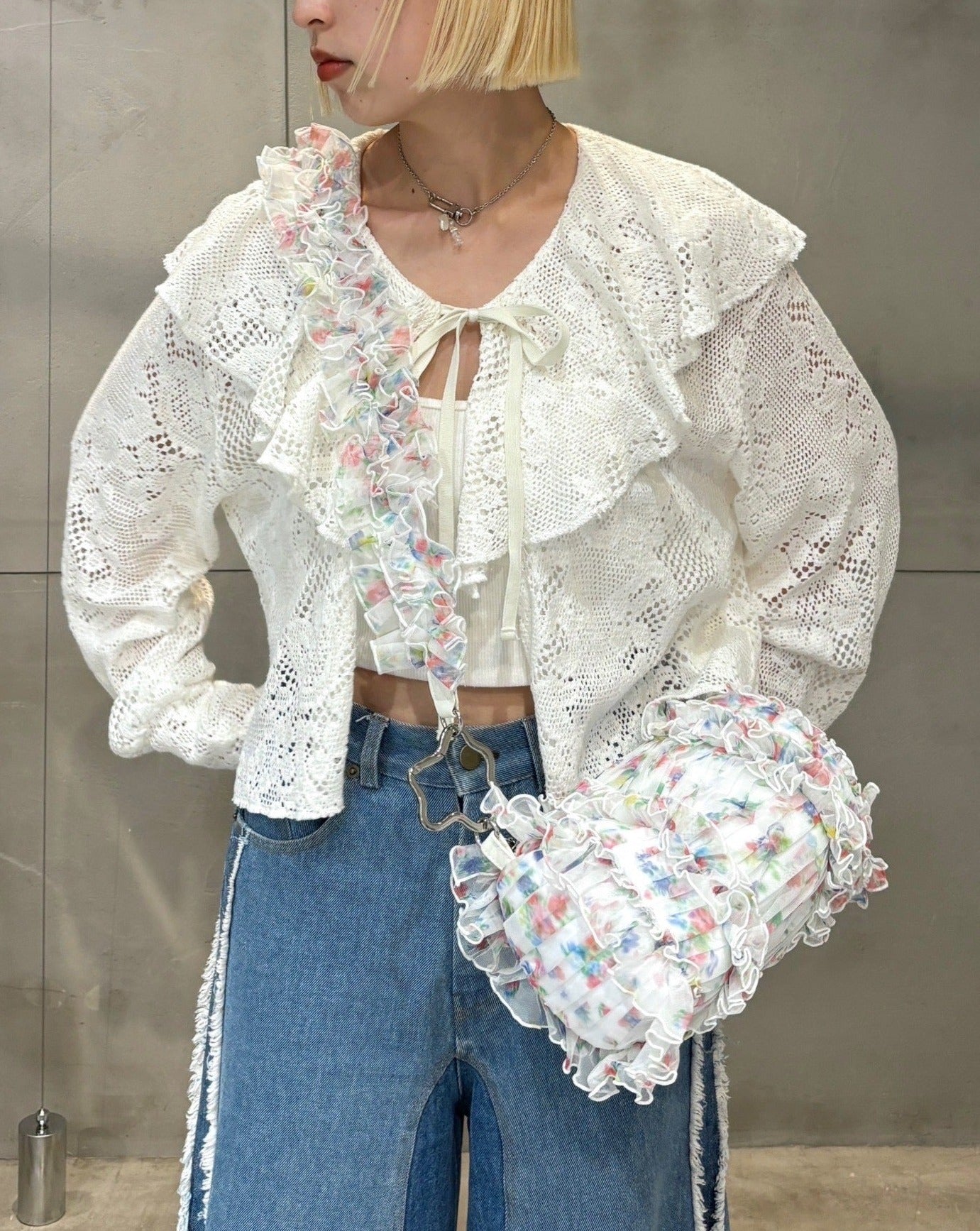 Tulle frill bag (floral pattern)