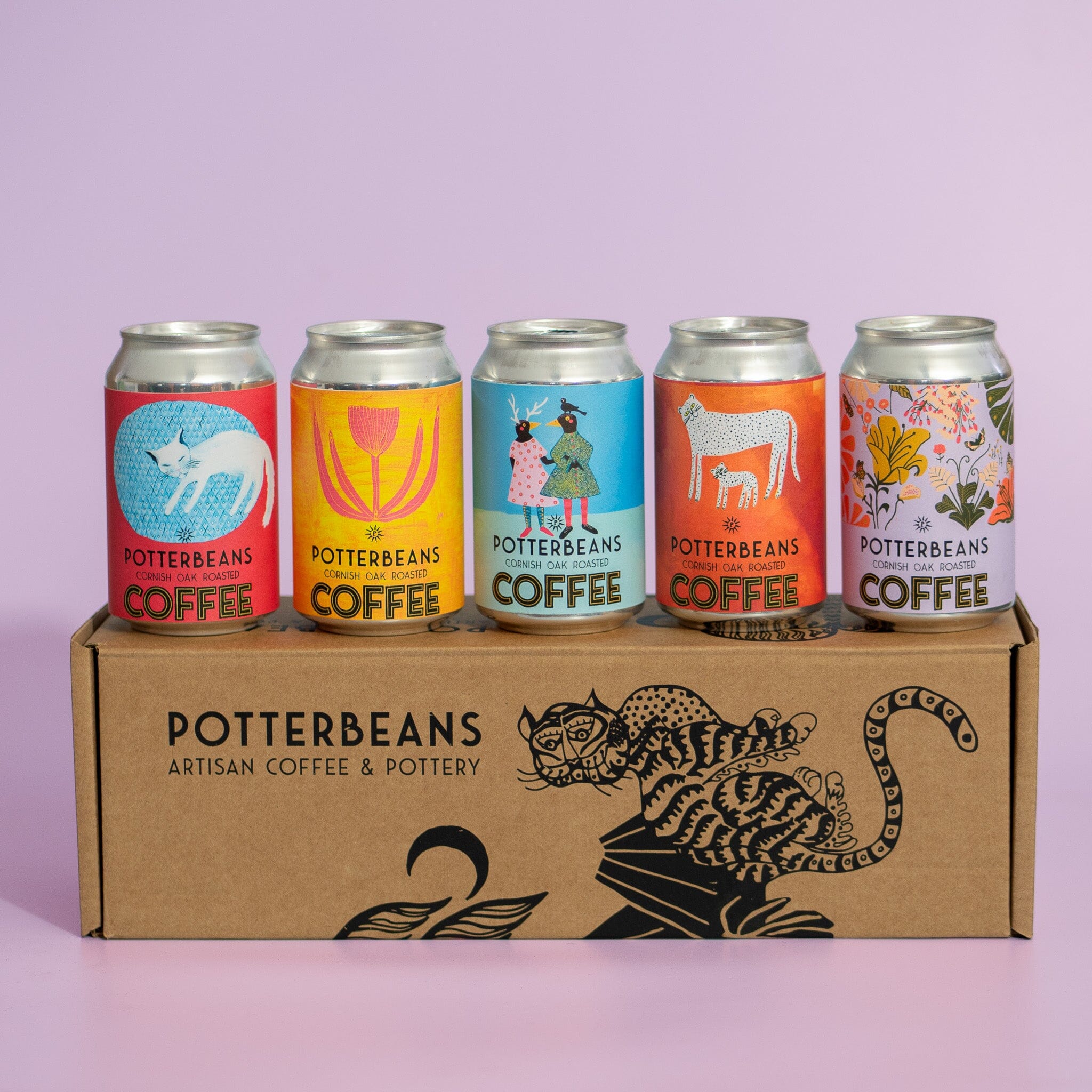 Gift Box of 5 Coffee Tins, speciality coffee whole bean – Potterbeans