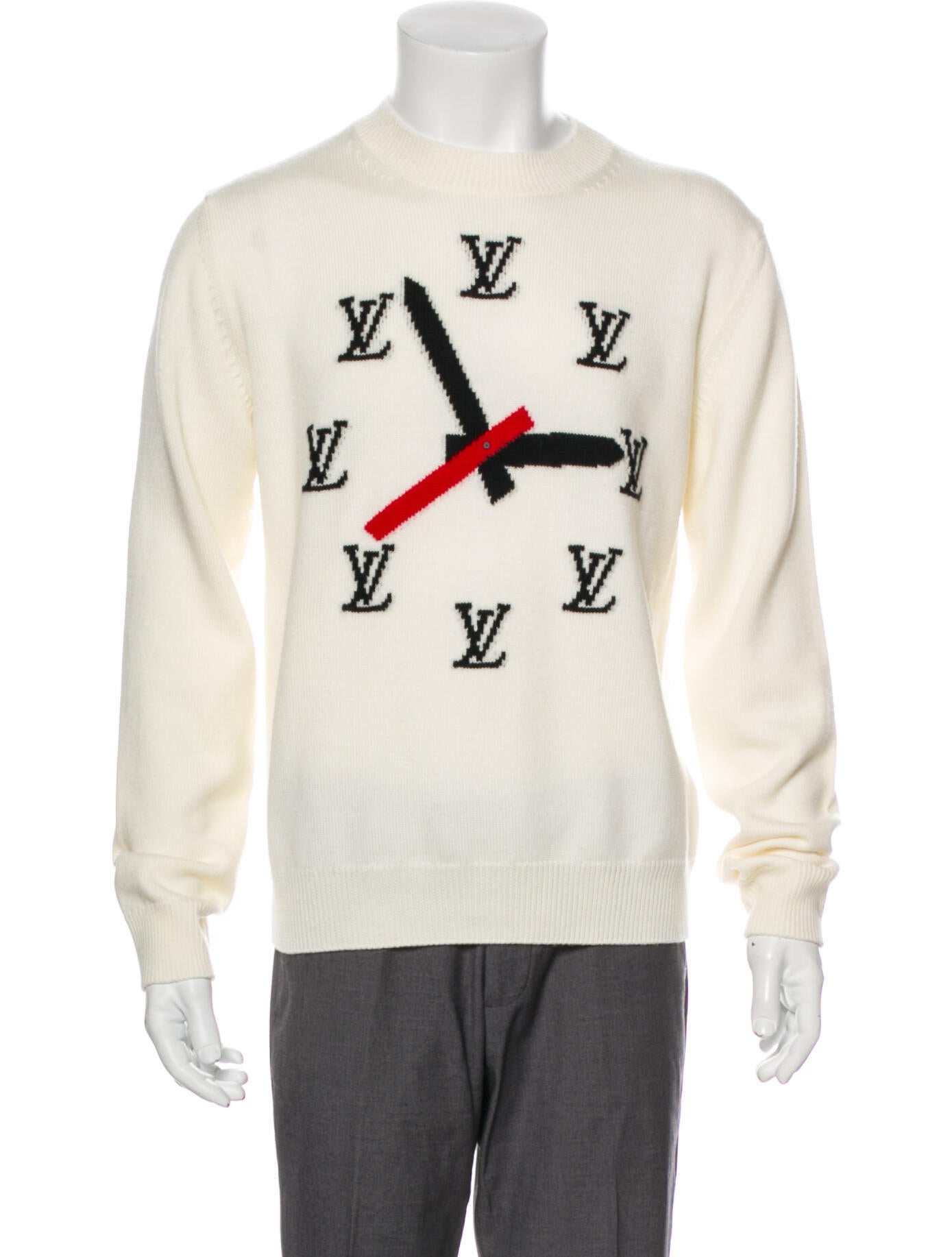 Louis Vuitton 2021 Clock Intarsia Pullover w/ Tags - Neutrals