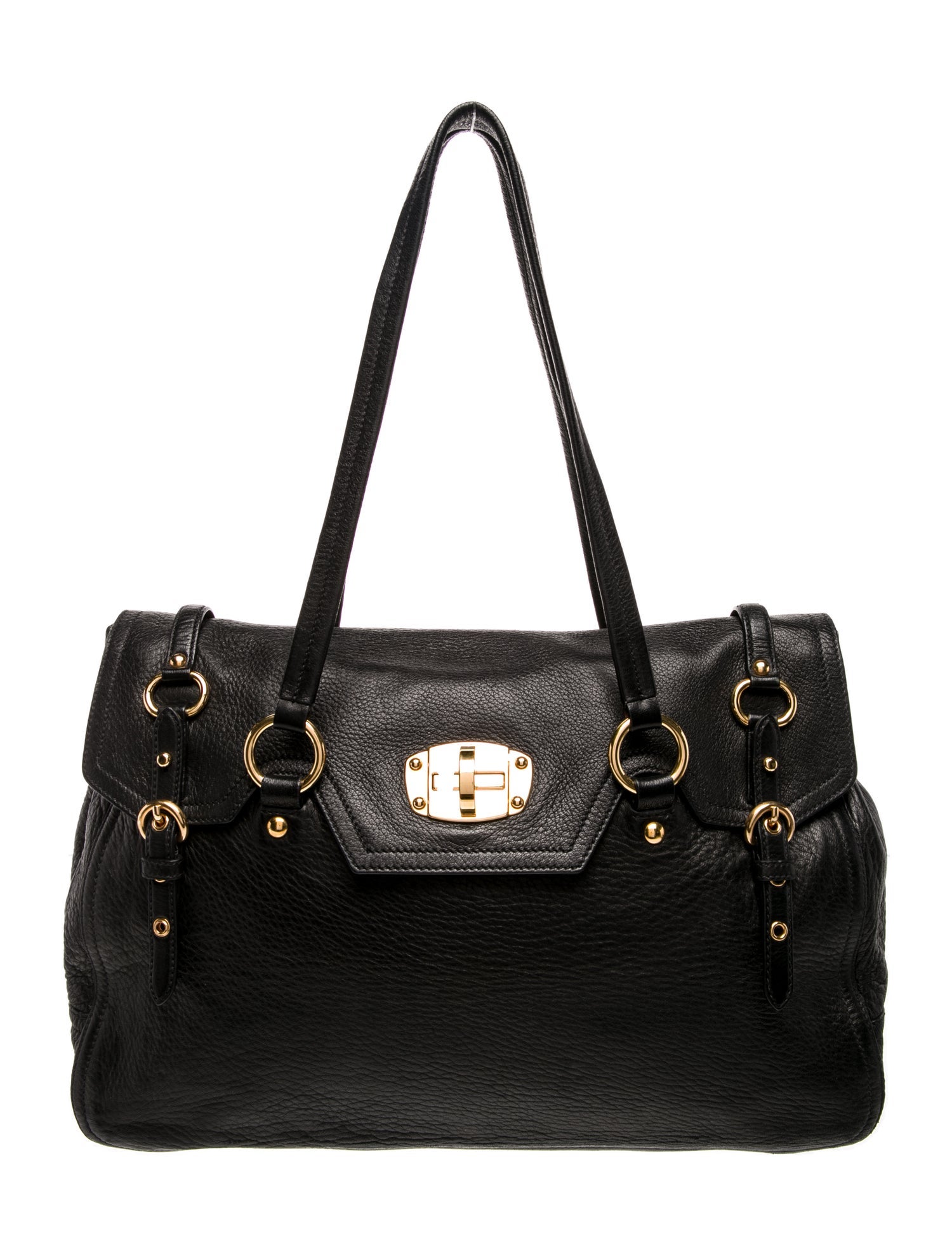 Miu Miu Vitello Shine Leather Bauletto Satchel - Black Satchels