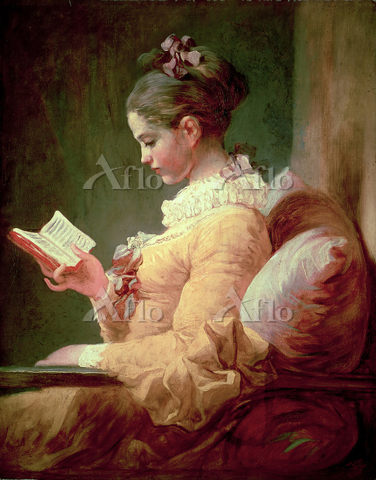 水晶画 フラゴナール 読書する娘 名画 絵画 貴石画 宝石画 アート