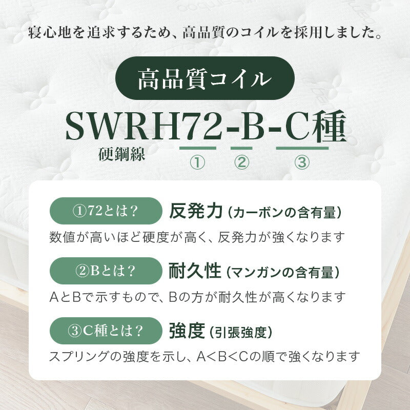 竹繊維混紡 ポケットコイルマットレス [S/SD/D] 竹のちから