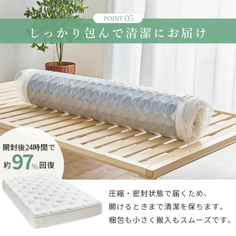 竹繊維混紡 ポケットコイルマットレス [S/SD/D] 竹のちから
