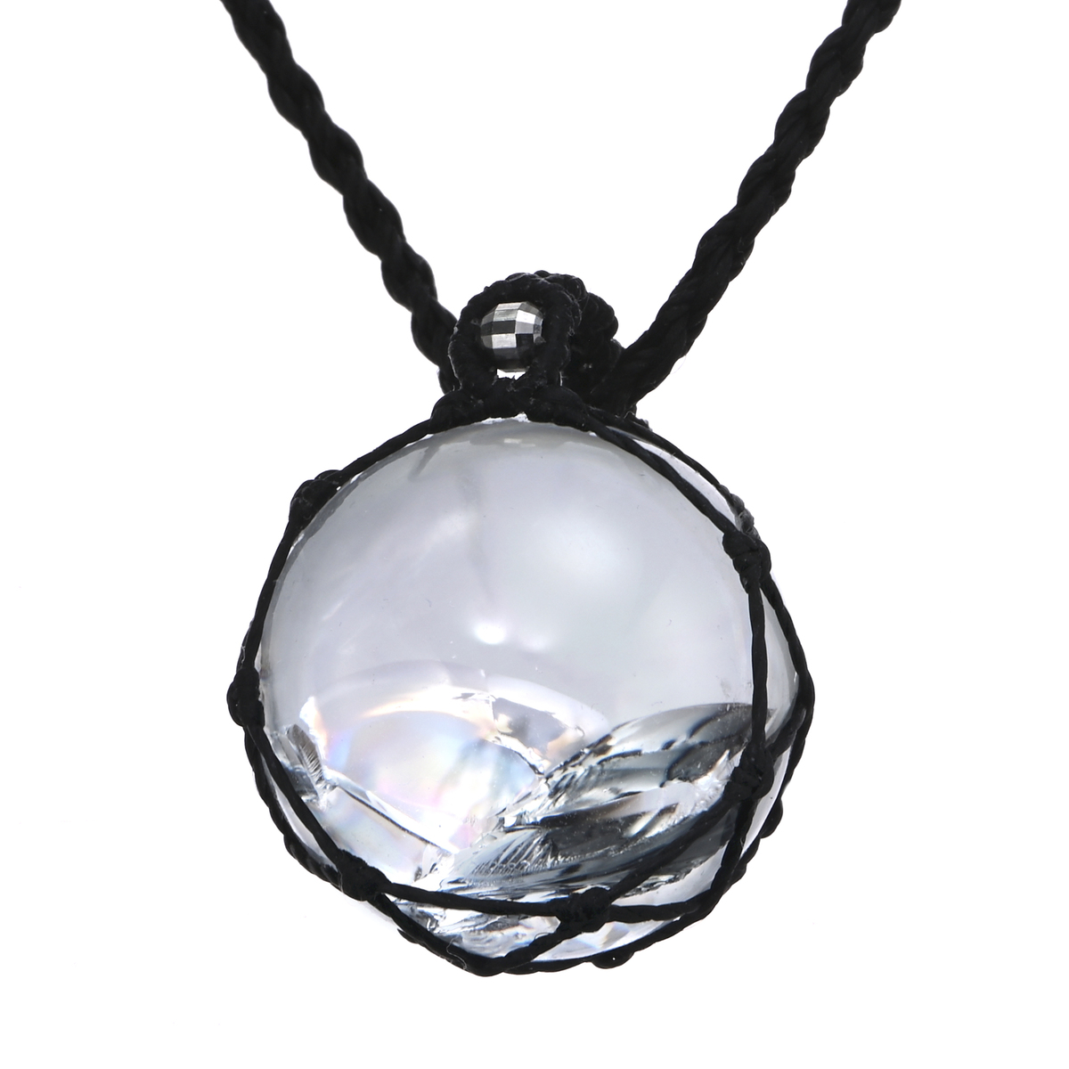 レインボークォーツ PT950 マクラメ編みネックレス 20mmUP