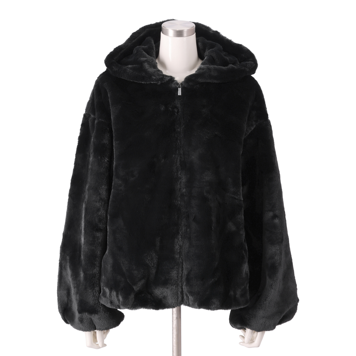 Anne Coquine ミンクタッチフェイクファーフーデッドブルゾン