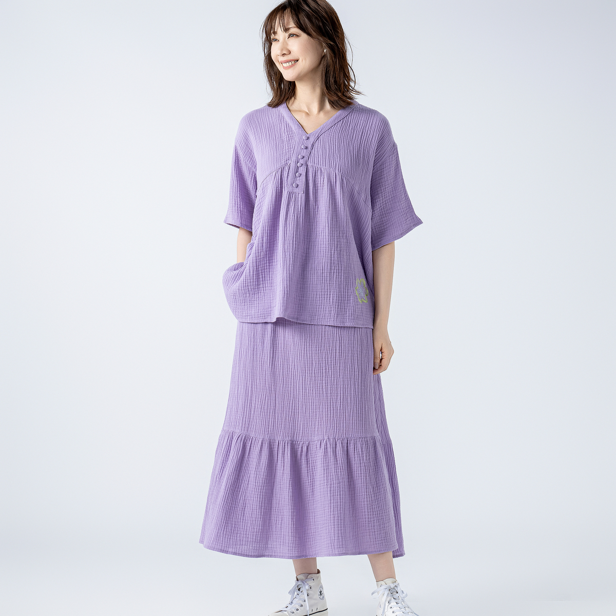 PERSONS ダブルガーゼブラウス&スカートサマーセット パーソンズ