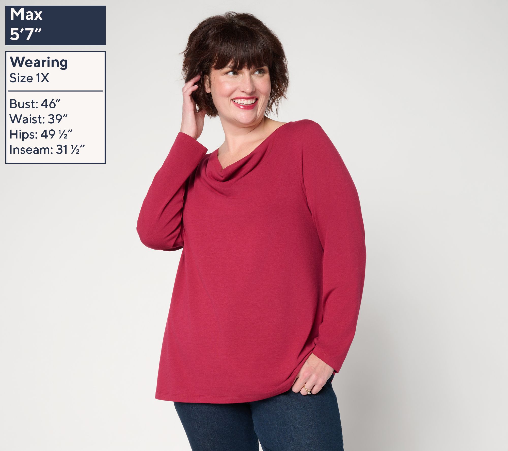 Denim & Co. So Soft Jersey Long Sleeve Drape Neck Top - QVC.com