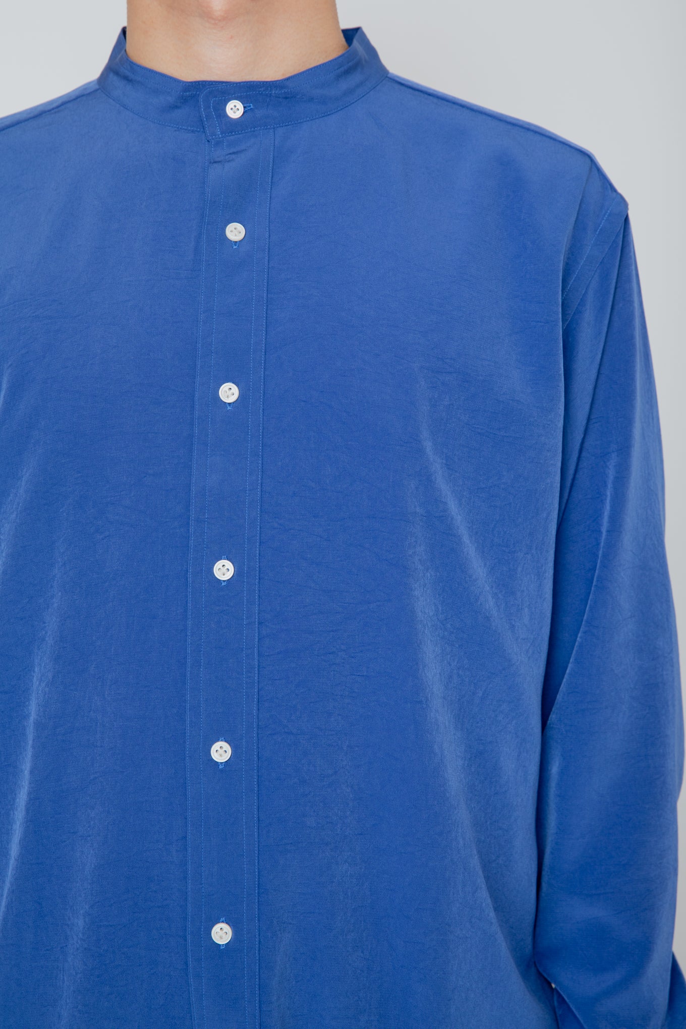 BAND COLLAR SHIRT / BLUE – RAINMAKER KYOTO