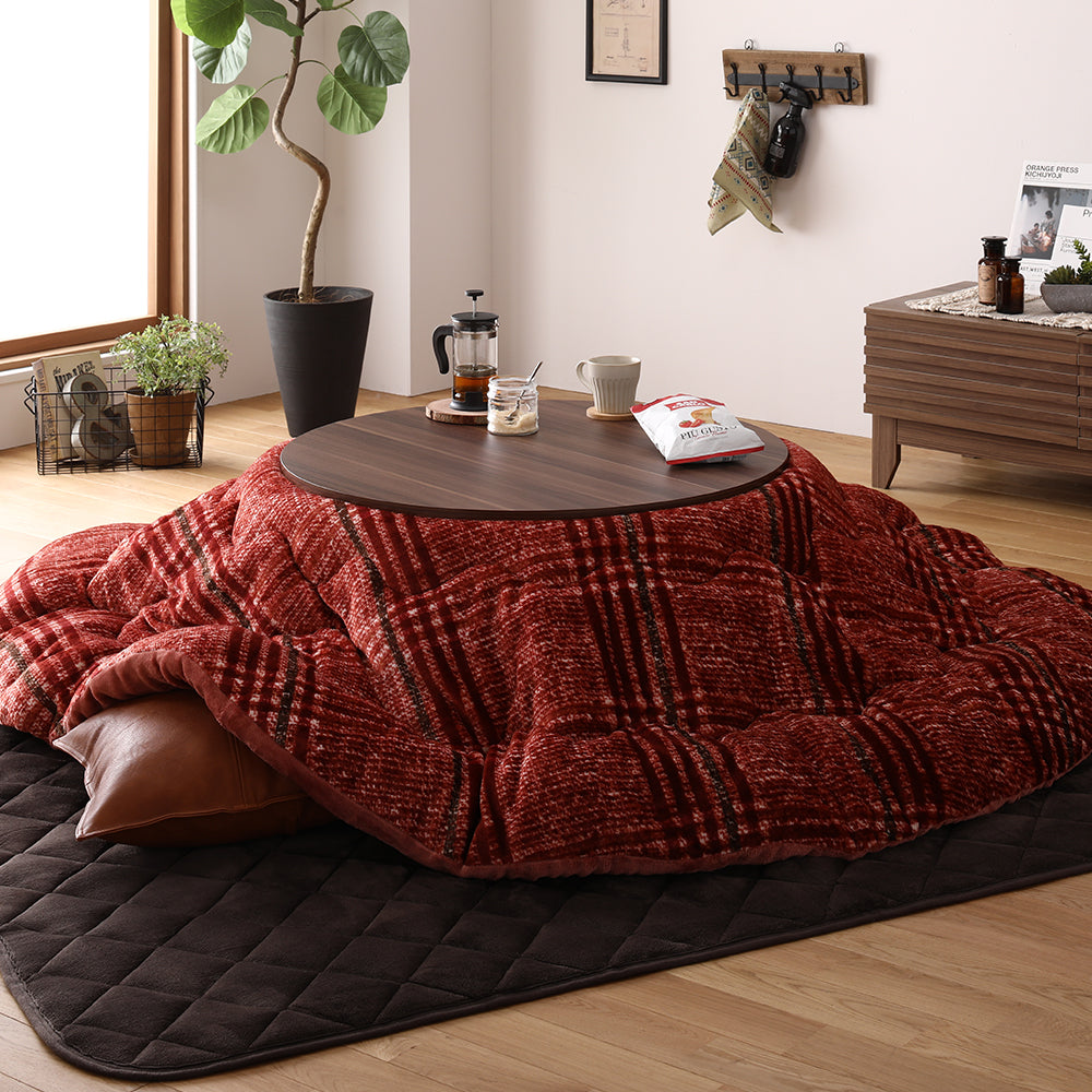 チェック柄こたつ掛け布団 単品/ 薄型で軽く、ウォッシャブルな