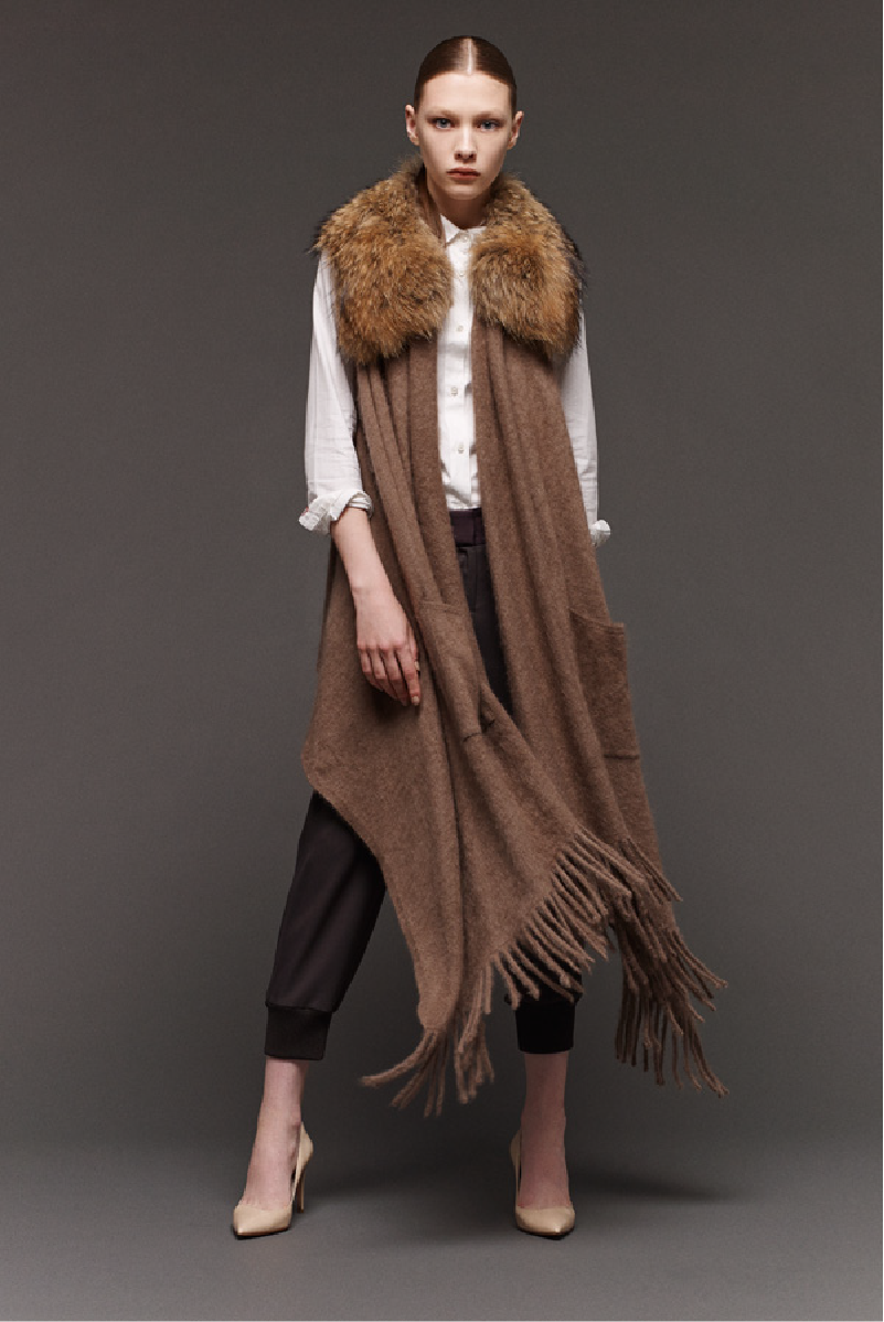 CASHMERE FABRIC フリンジショールジレ | Rawtus | ロゥタス公式通販