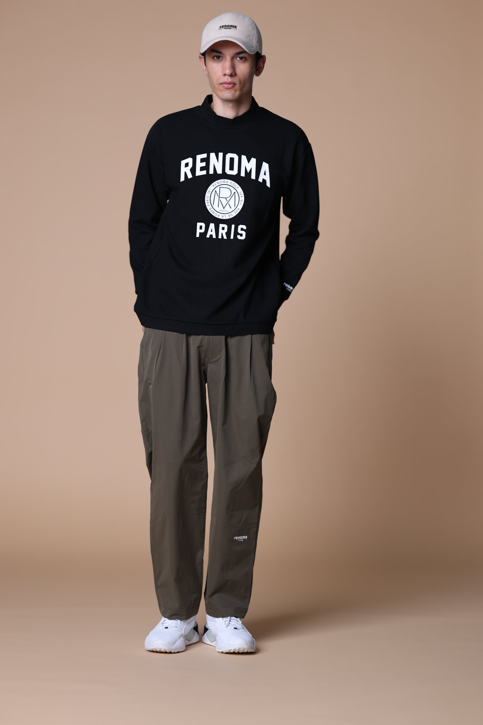 BASIC COLLEGE LOGO MOCK NECK T LS – renoma golf