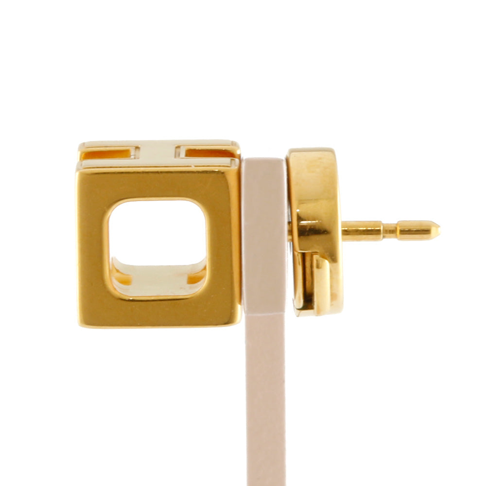 中古】 エルメス HERMES ピアス Hキューブ カージュドアッシュ メタル
