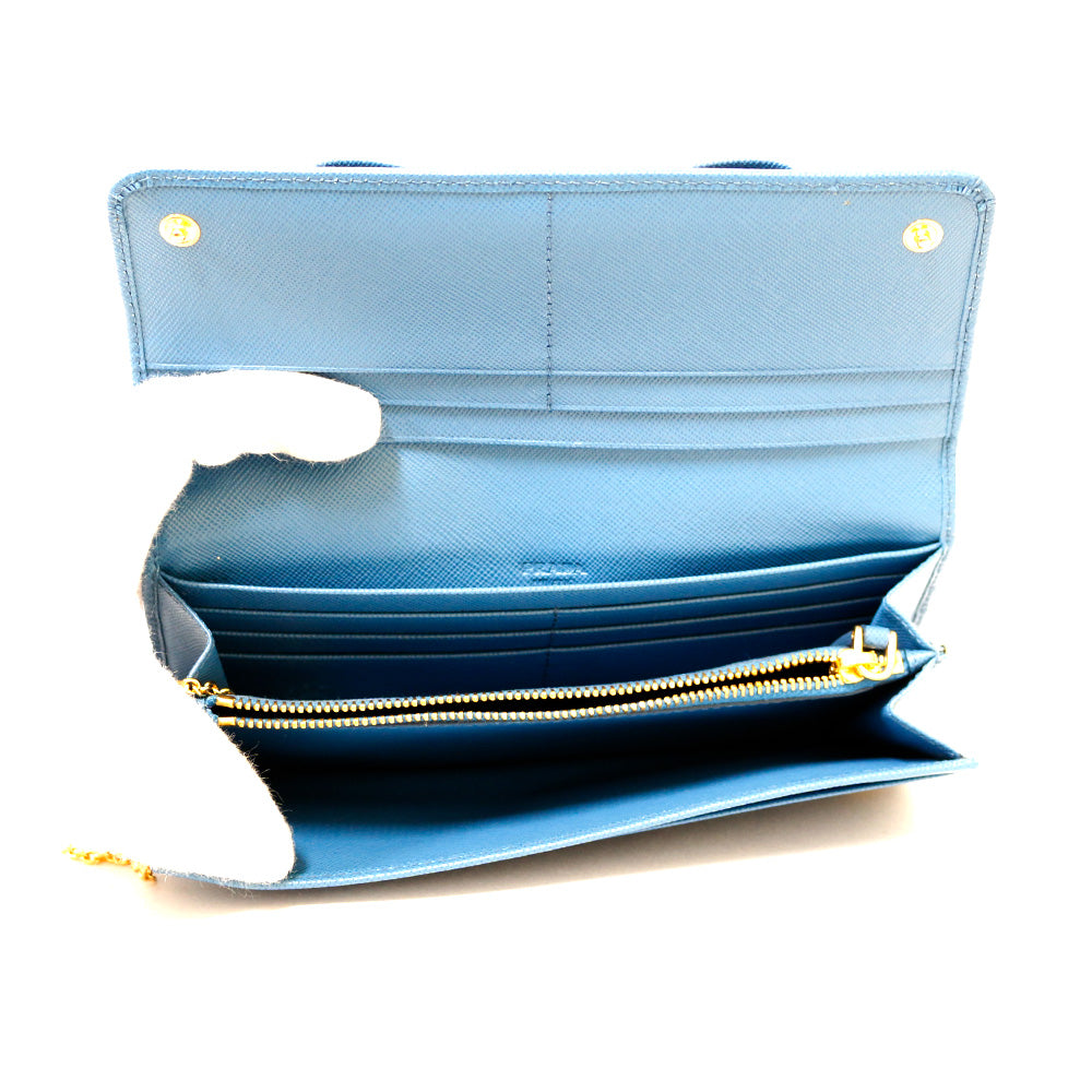 中古】 プラダ PRADA 長財布 カード入れ付き パスケース付き リボン 美