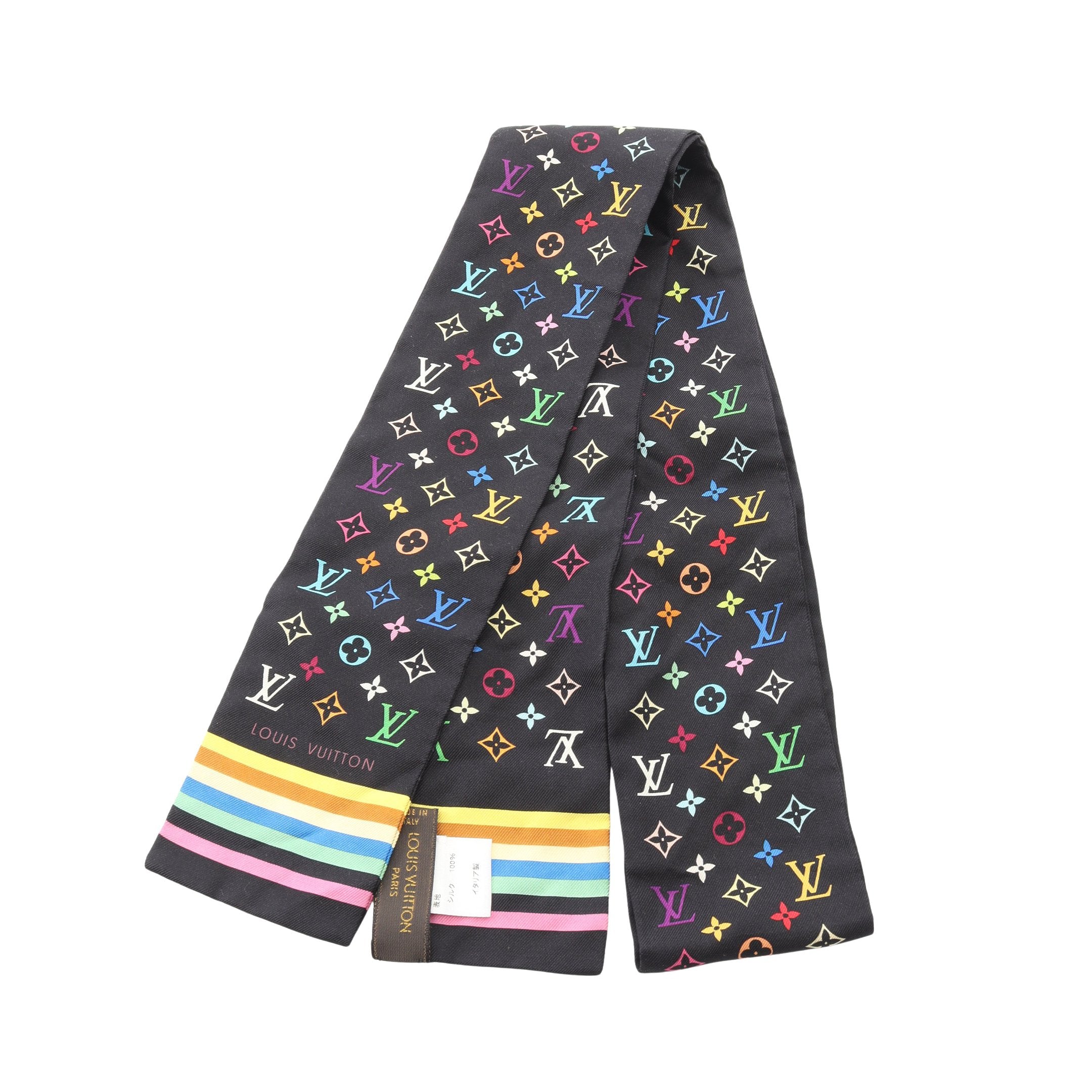 バンドースカーフ モノグラムマルチ スカーフ シルク ブラック マルチ