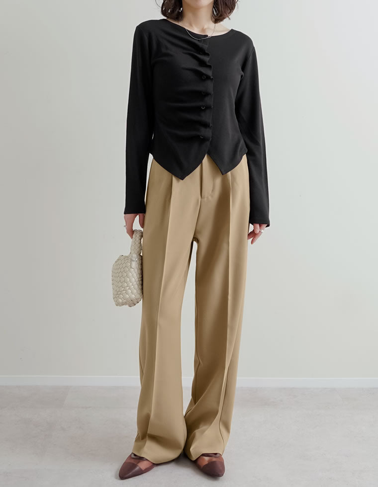 ストレッチツイルタックワイドパンツ - パンツ通販 | 人気レディース