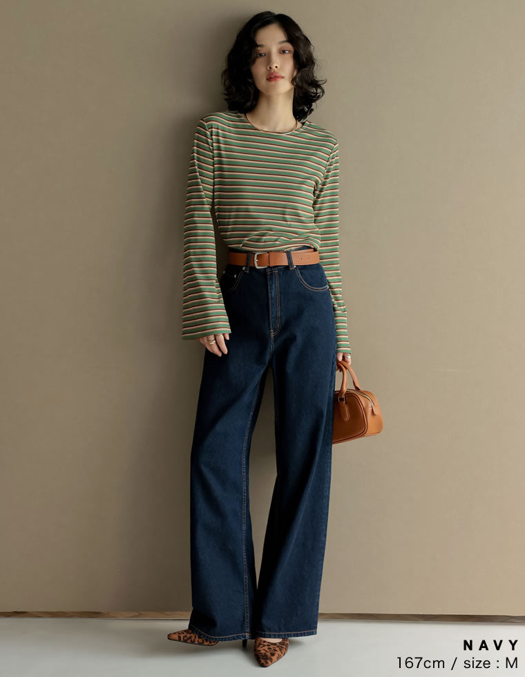 コットンデニムハイウエストワイドパンツ - パンツ通販 | 人気