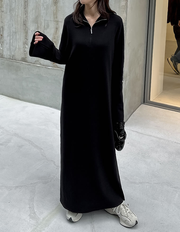 ミラノリブハーフジップニットワンピース - ワンピース通販 | 人気