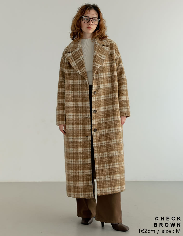 起毛チェック柄ロングチェスタ - ジャケット/アウター通販 | 人気