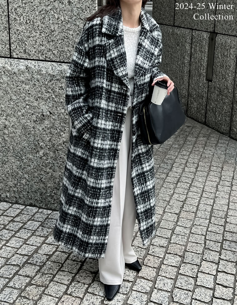 起毛チェック柄ロングチェスタ - ジャケット/アウター通販 | 人気