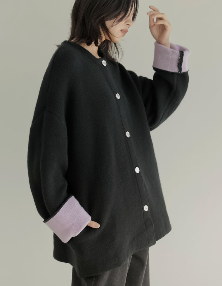 バイカラー金釦起毛ニットコート - ジャケット/アウター通販 | 人気