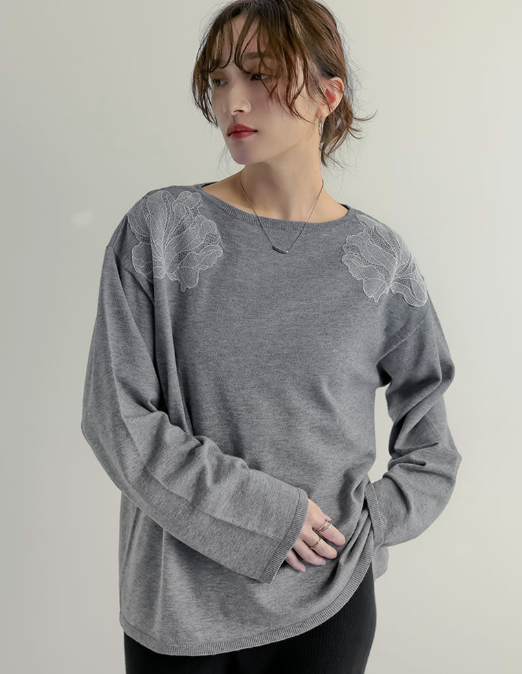 ショルダーレースニットトップス - トップス通販 | 人気レディース