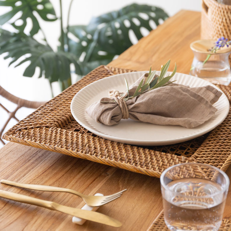 プレートトレイ アンダープレート プレート トレイ ラタン 籐 ホワイト