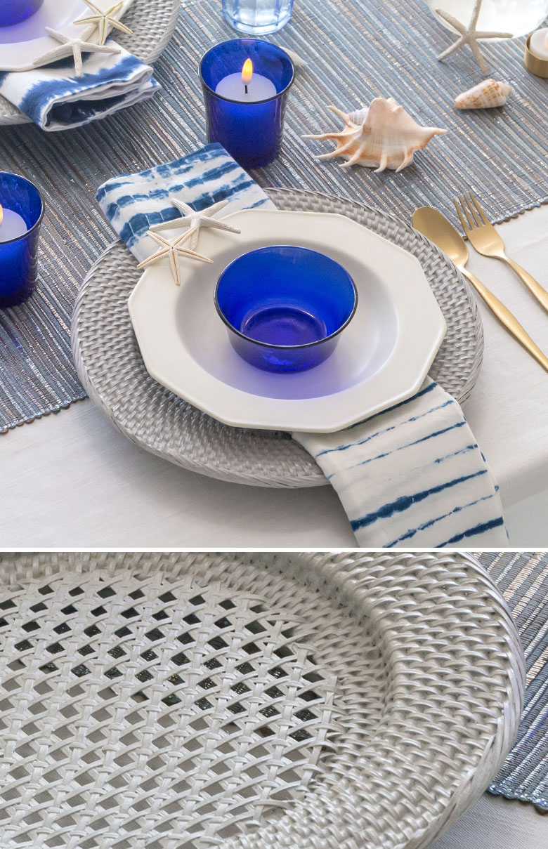 プレートトレイ アンダープレート プレート トレイ ラタン 籐 ホワイト