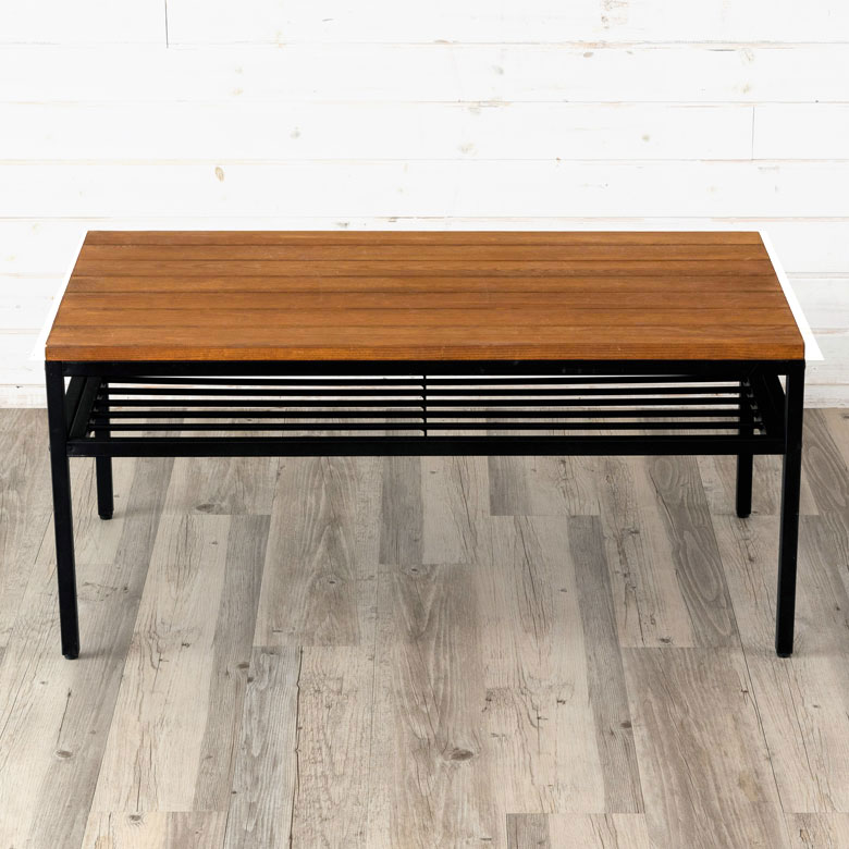 コーヒーテーブル ローテーブル アイアン フレーム テーブル ブラウン