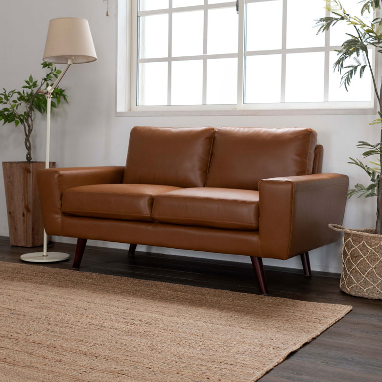 ソファ 2人掛けソファー 脚付き 幅150cm 合皮 レザー ポケットコイル