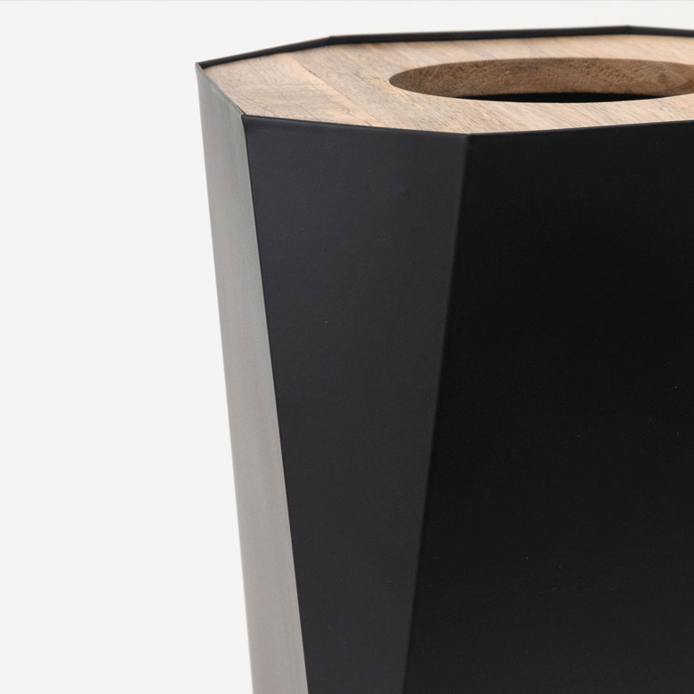 ゴミ箱 ダストボックス アイアン ウッド 蓋つき 幅20cm 奥行20cm 高さ