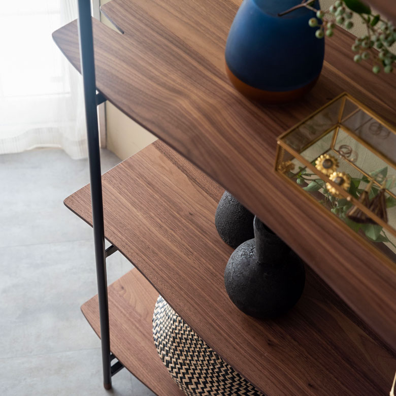 シェルフ 棚 4段 木製 スチール ナチュラル ブラウン W 108 × D 41