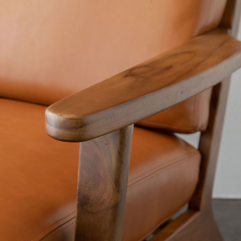 ソファ 1人掛け 本革 木 幅 69cm キャメル ブラウン [91480]【 レザー