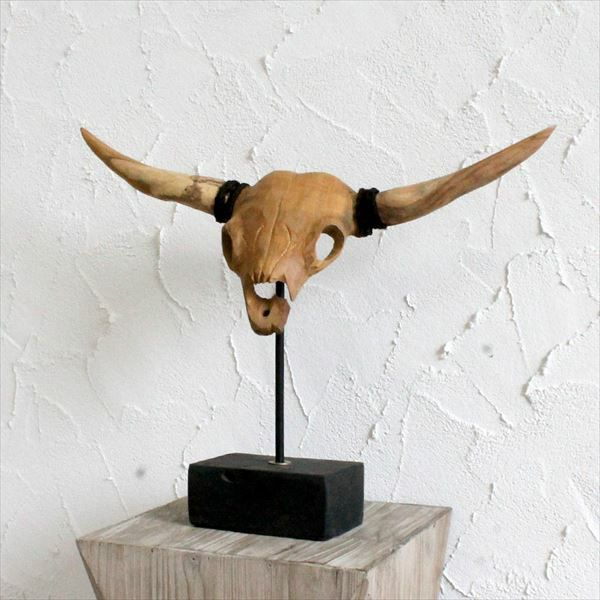 水牛の木製ハンティングトロフィー(12720)【生活雑貨のELEMENTS本店