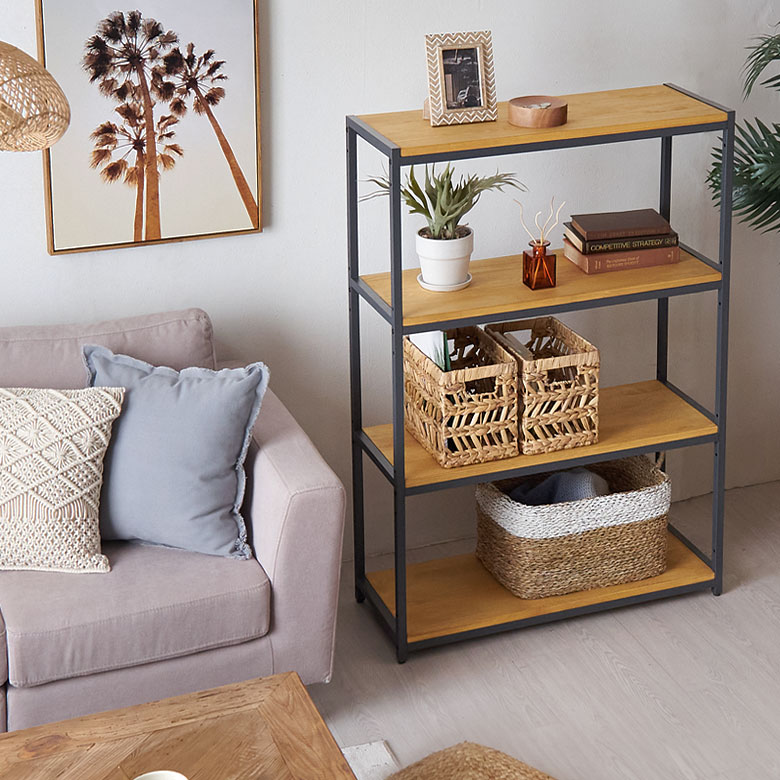 オープンラック 幅84cm 4段 W 84 × D 33× H 120cm 無垢 木製 ウッド