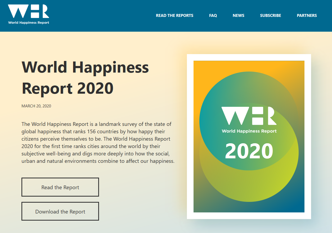 世界幸福度調査World Happiness Report2020概要と関連質問紙提供