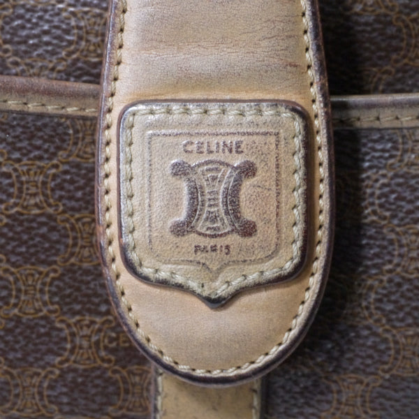 OLD CELINE ロゴ刻印ベロ付きマカダム柄ショルダー（茶） – Vintage