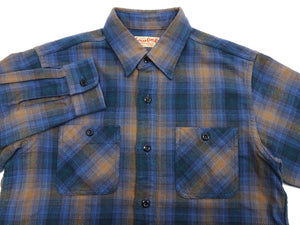 Sugar Cane Men's Long Sleeve Ombre Plaid Work Shirt - 100% Cotton