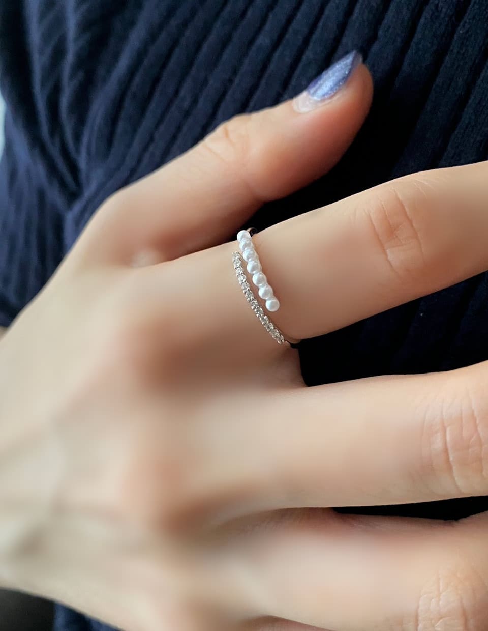 CZパールオープンリング シルバー925 – 金属アレルギー対応の