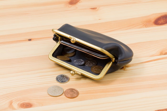 N25 レザーがま口ウォレット（ブラック・中）