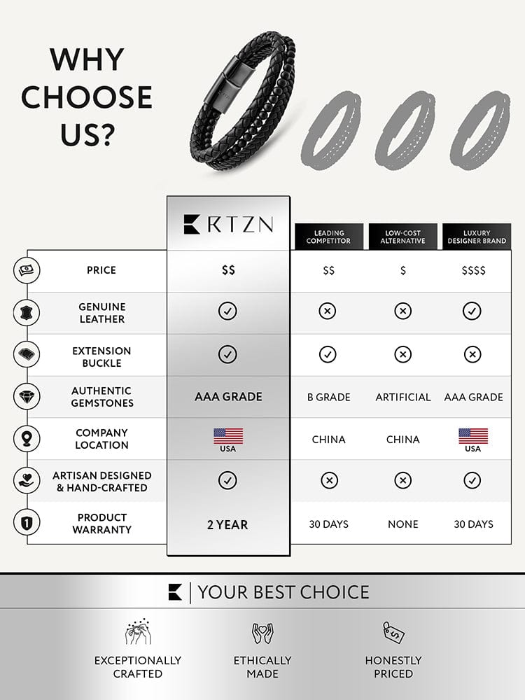 Black Onyx Stackable Leather Bracelet | Beaded Bracelet