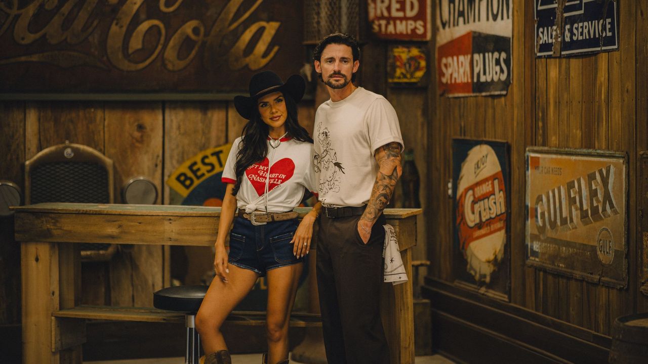 Left My Heart In Nashville Red Ringer Tee Rustler Hat Co. X H Bar C