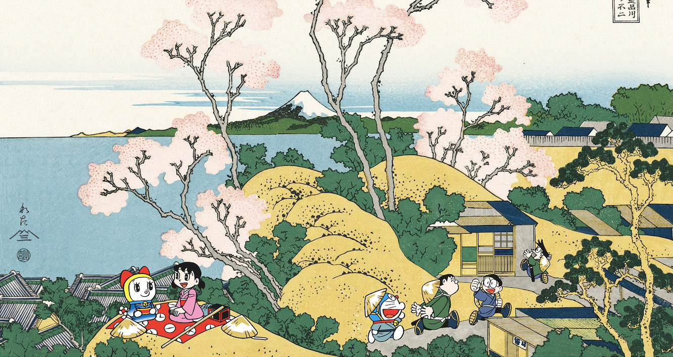 葛飾北斎「富嶽三十六景」の世界にドラえもんファミリーが登場