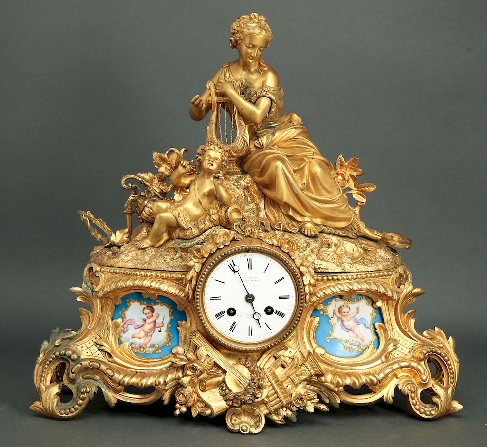 C. Detouche Japy Freres Gilt Bronze Mantel Clock sold at auction