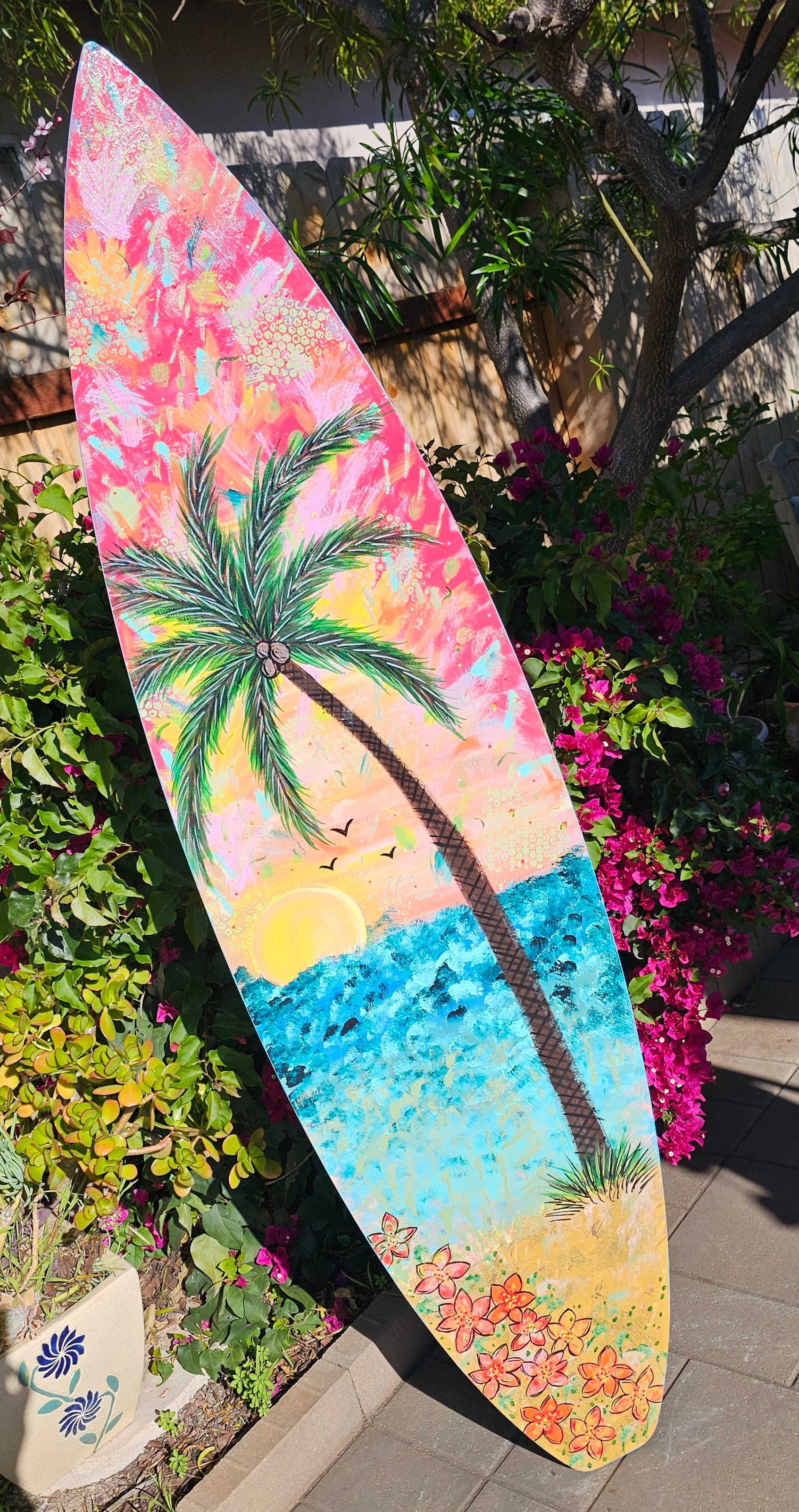 Decorative Beach Surfboard | Palm tree Wall Art ~ 183C – 🌺 San