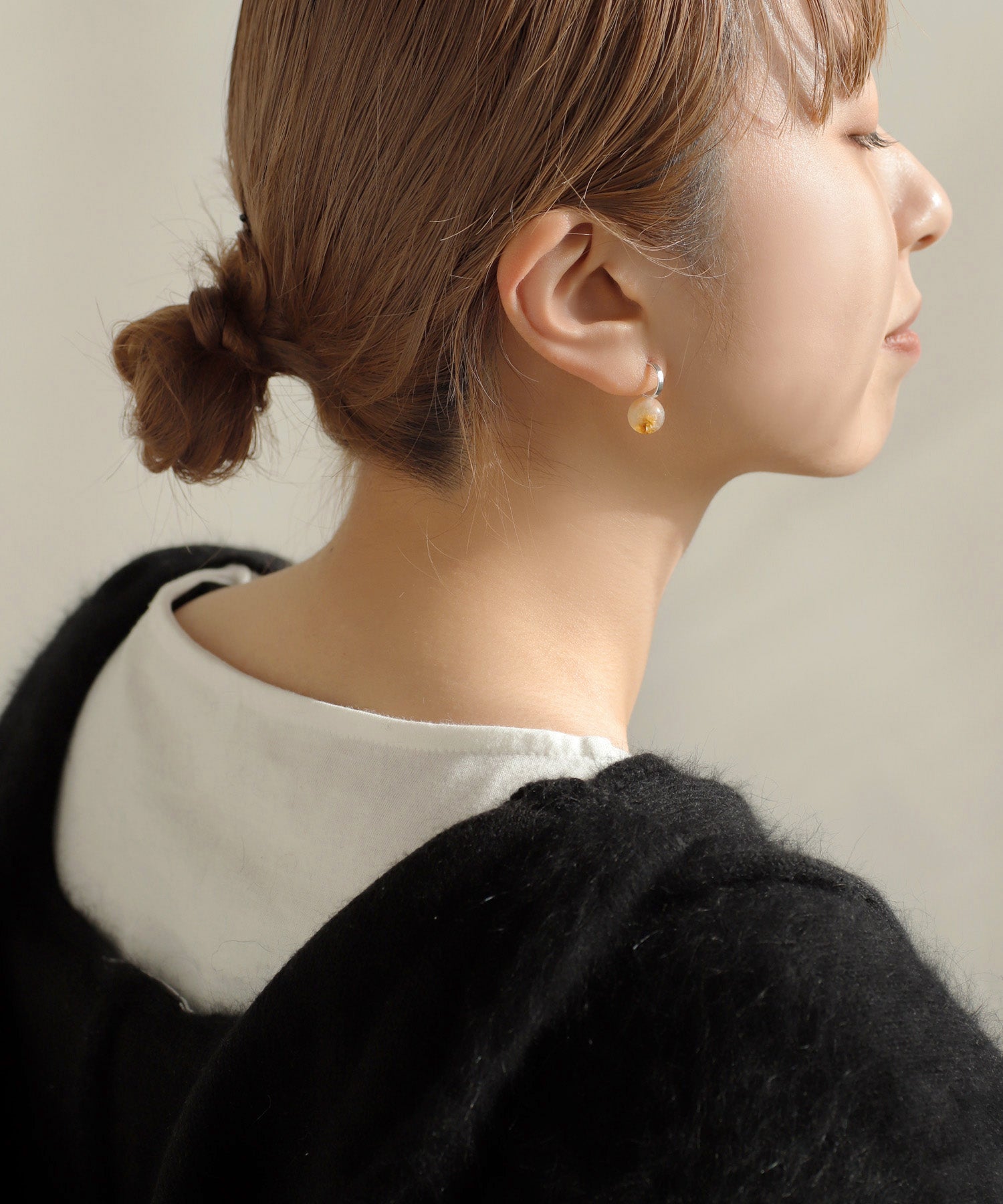 mimi33】天然石フープピアス[UMU][Basic]｜アネモネ・シエナロゼ