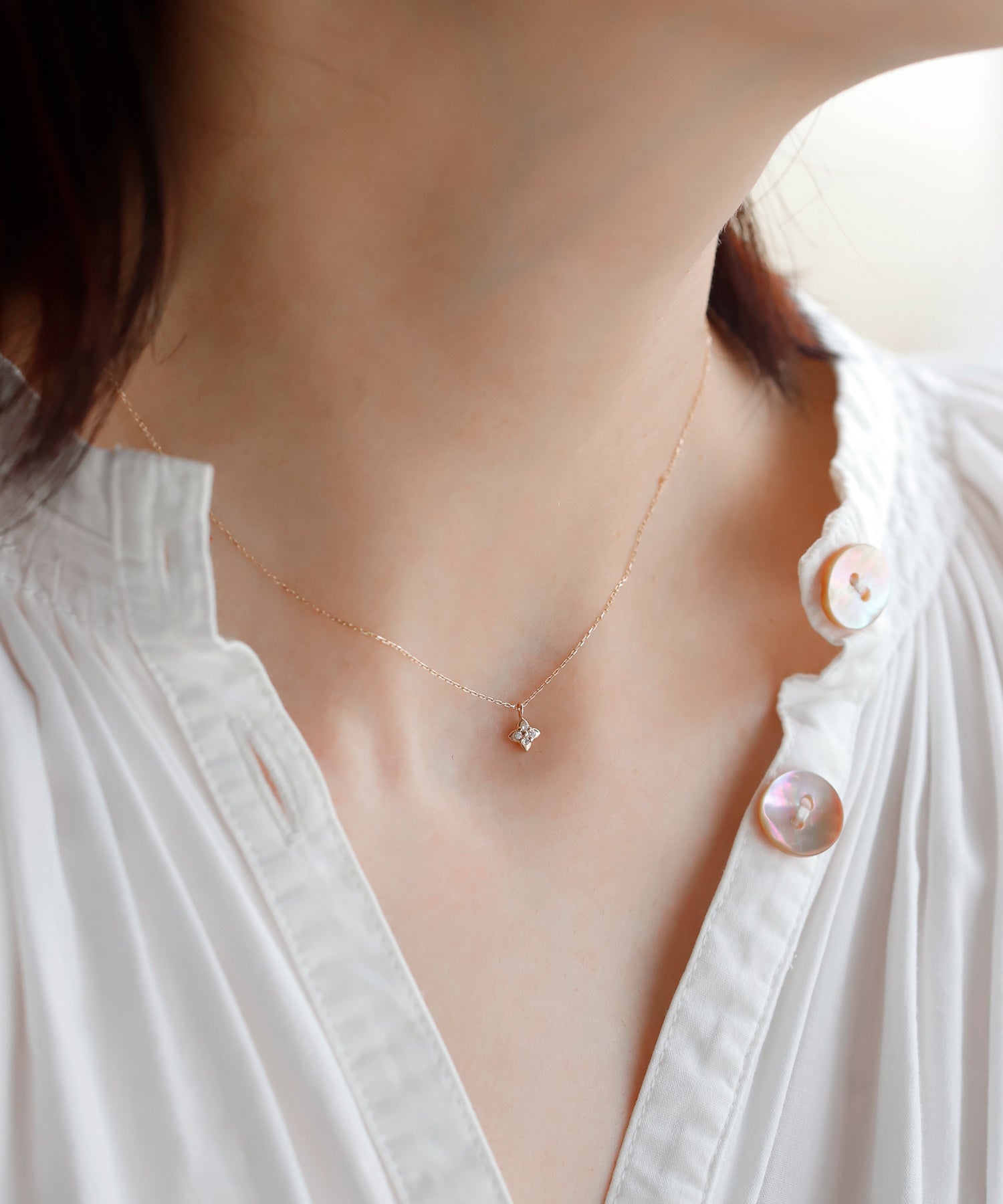 SIENAROSE】フラワーモチーフダイヤネックレス｜アネモネ・シエナロゼ