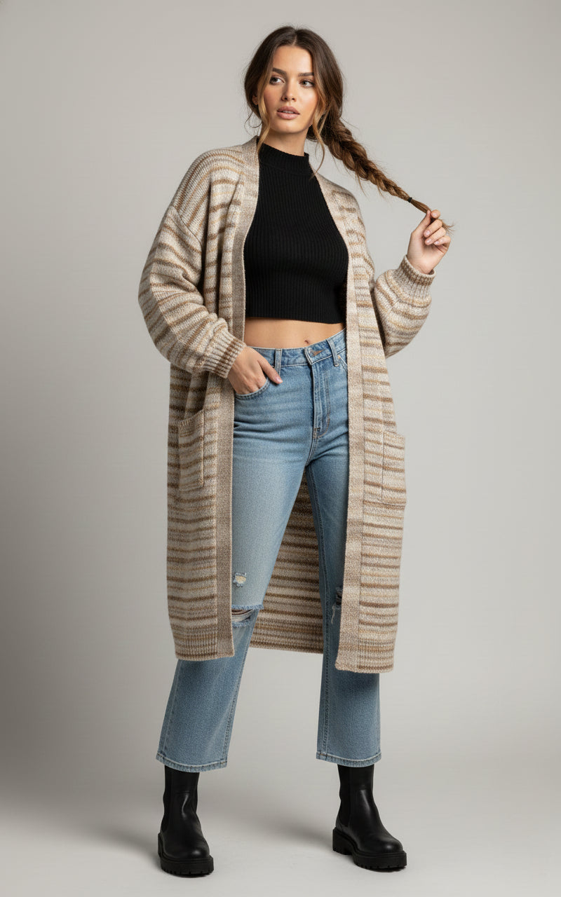 Horizontal Striped Cardigan – Saachi Wholesale