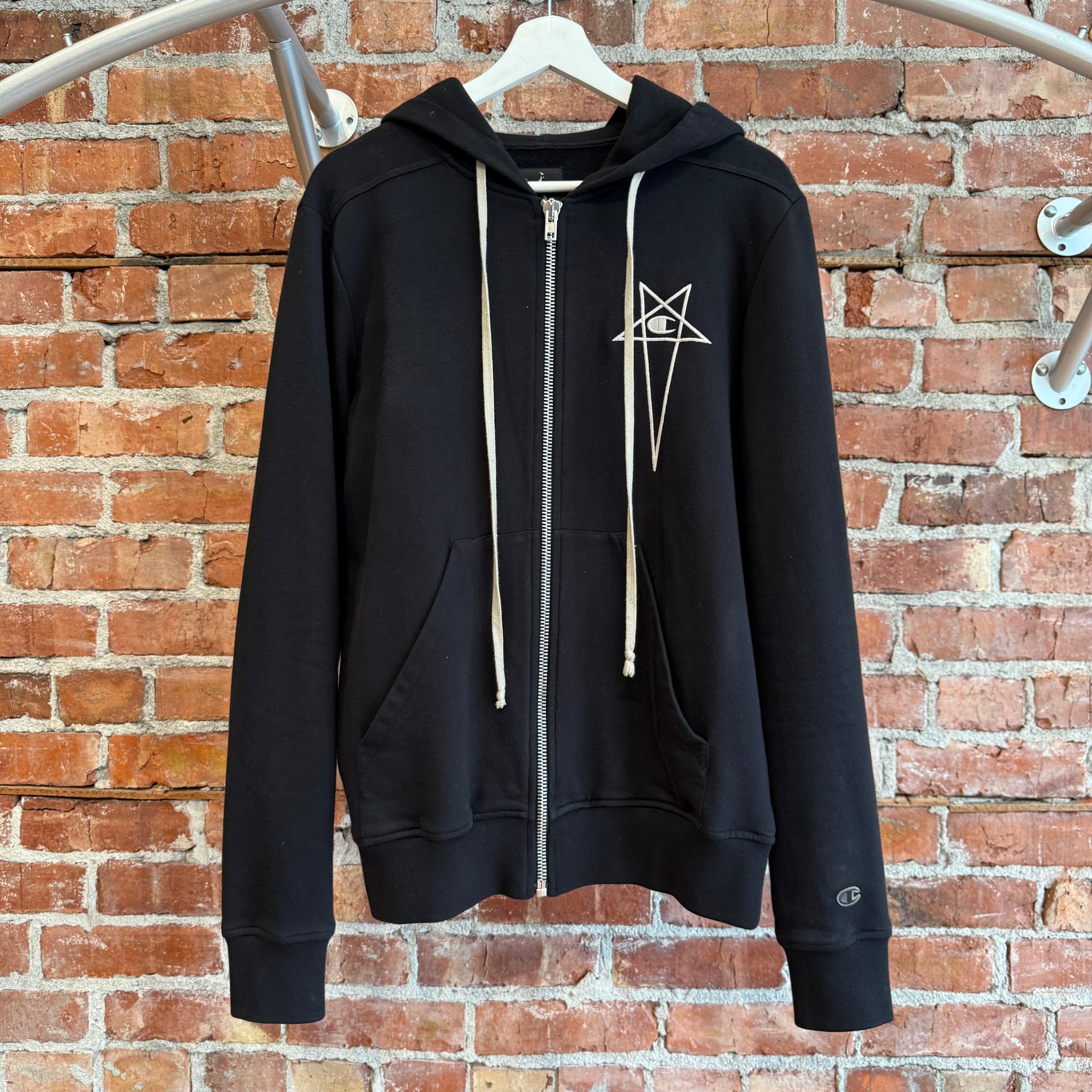 RICK OWENS x CHAMPION JASON ZIP HOODIE 'BLACK' – Sadō Room