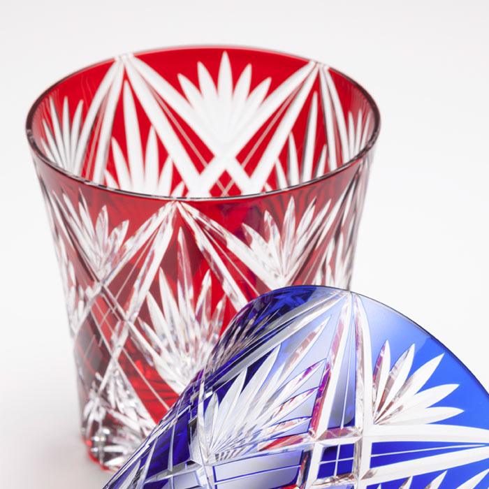 M-1438-B 剣矢来笹の葉文様 天開オールド ルリ – 硝子工房 彩鳳